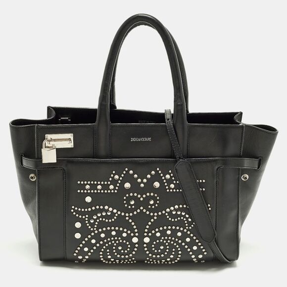 Zadig & Voltaire Handbags - Zadig & Voltaire Candide Embellished Medium Black Leather Tote